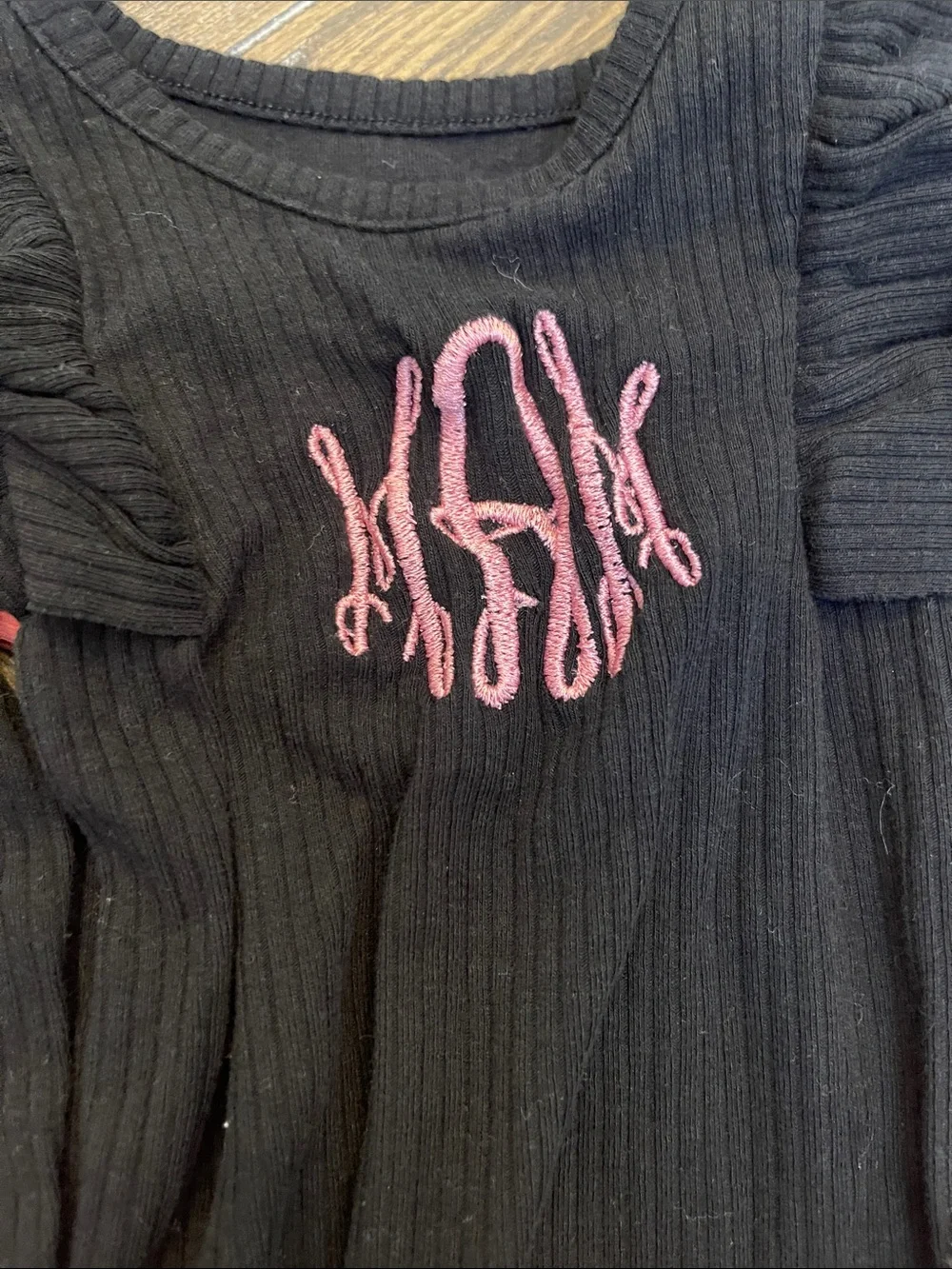 Monogram MAM Ribbed Long-Sleeve One-Piece Bodysuit - Pink, Black, Cream